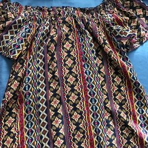 Great off the shoulder patterned shirt